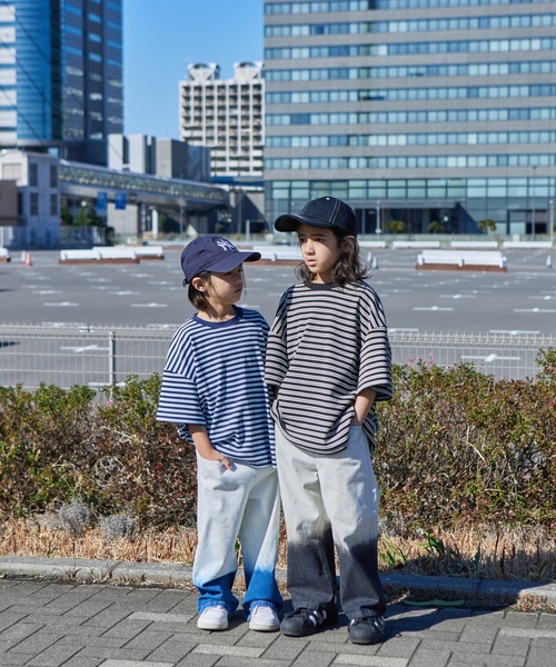 ペイント ストリート デニム ワイドパンツ ジーンズ 10725 B.A.C.D]ワイドストレートデニム（デニムパンツ・ジーンズ