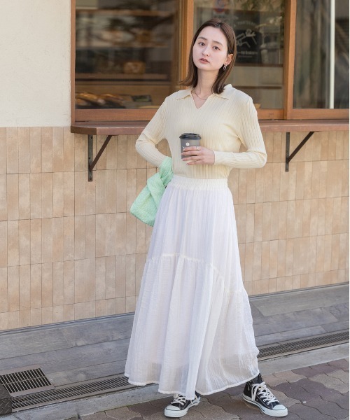 elyts　スタイルベーシック　エリッツ　サマーニット　ジャケット　黒 rienda | フロントZIPショート Knit BZ (ブルゾン ) |SHEL'TTER