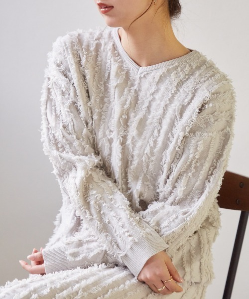 フリンジパールニットプルオーバー フリンジパールニットプルオーバー(F IVORY): TOPS