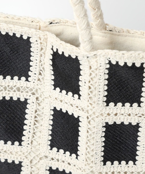 niko and...（ニコアンド）の「オリジナルレース編みトートバッグ（トートバッグ・レディース・ホワイト/ブラック/ラベンダー/グリーン/ブルー/マスタード・0）」の12枚目の写真
