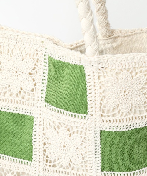 niko and...（ニコアンド）の「オリジナルレース編みトートバッグ（トートバッグ・レディース・ホワイト/ブラック/ラベンダー/グリーン/ブルー/マスタード・0）」の13枚目の写真