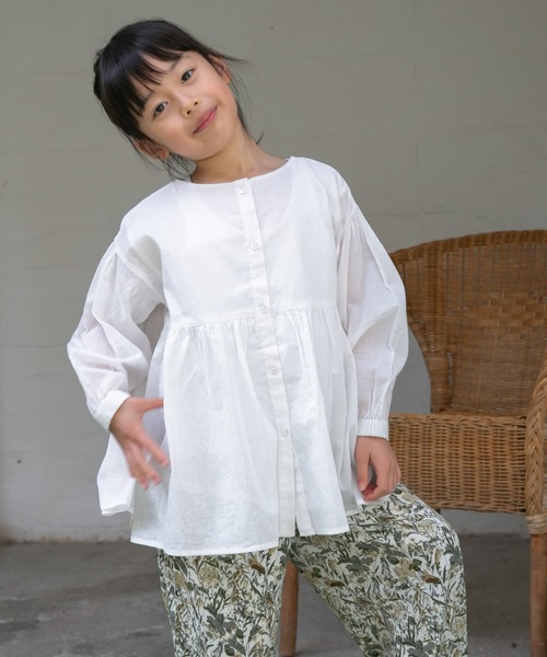 URBAN RESEARCH DOORS（アーバンリサーチドアーズ）の「『親子リンク』コットンボイル2WAYブラウス(KIDS)（シャツ/ブラウス・キッズ・ミント/オフホワイト・135/120/105）」の7枚目の写真