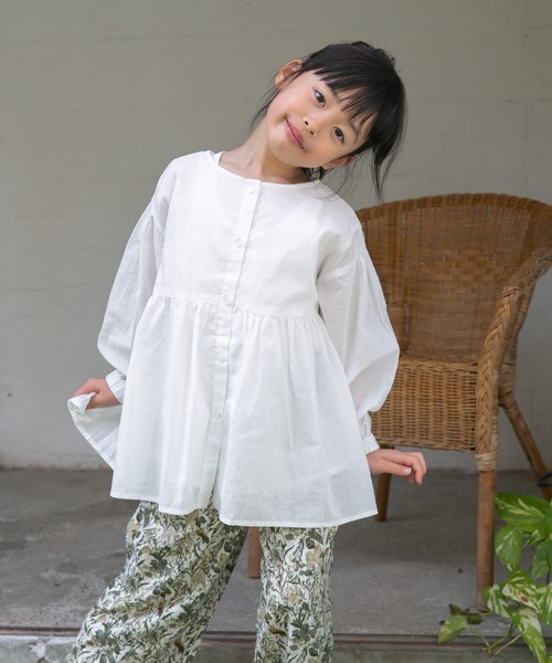 URBAN RESEARCH DOORS（アーバンリサーチドアーズ）の「『親子リンク』コットンボイル2WAYブラウス(KIDS)（シャツ/ブラウス・キッズ・ミント/オフホワイト・135/120/105）」の8枚目の写真