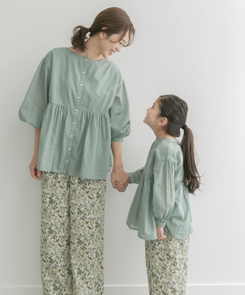 URBAN RESEARCH DOORS（アーバンリサーチドアーズ）の「『親子リンク』コットンボイル2WAYブラウス(KIDS)（シャツ/ブラウス・キッズ・ミント/オフホワイト・135/120/105）」の15枚目の写真
