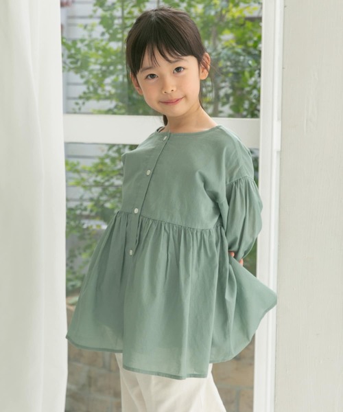 URBAN RESEARCH DOORS（アーバンリサーチドアーズ）の「『親子リンク』コットンボイル2WAYブラウス(KIDS)（シャツ/ブラウス・キッズ・ミント/オフホワイト・135/120/105）」の19枚目の写真