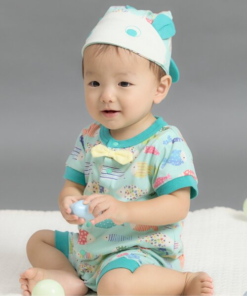 BIT'Z（ビッツ）の「お魚切り絵総柄ロンパス&帽子セット