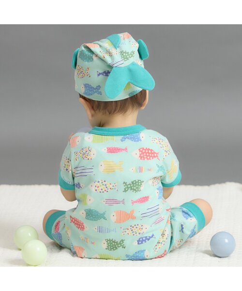 BIT'Z（ビッツ）の「お魚切り絵総柄ロンパス&帽子セット