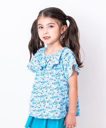 Moujonjon | 花柄プリントフリル半袖Tシャツ(Tシャツ/カットソー)