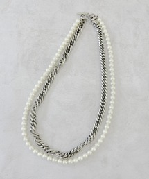 Piena（ピエナ）の「パール連ネックレス メンズ サージカルステンレス製マンテル パール 喜平 50cm アクセサリー メンズパール（ネックレス）」