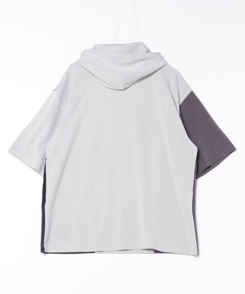 JUNRED(ジュンレッド)の「【 冷感、サステナブル、イージーケア】j.n.r.d / エアーシルケットカラーブロッキングプルパーカー(パーカー・メンズ・ホワイト/ライトグリーン/チャコールグレー・M/L/LL)」の7枚目の写真