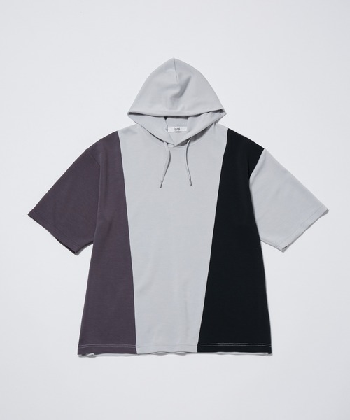 JUNRED(ジュンレッド)の「【 冷感、サステナブル、イージーケア】j.n.r.d / エアーシルケットカラーブロッキングプルパーカー(パーカー・メンズ・ホワイト/ライトグリーン/チャコールグレー・M/L/LL)」の3枚目の写真