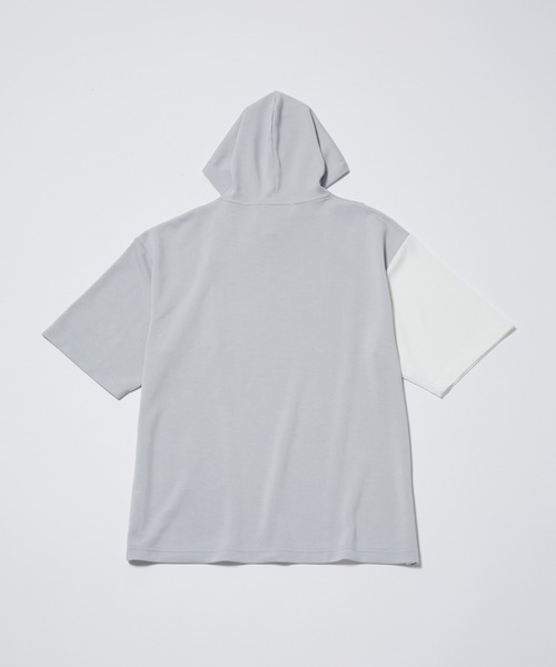 JUNRED(ジュンレッド)の「【 冷感、サステナブル、イージーケア】j.n.r.d / エアーシルケットカラーブロッキングプルパーカー(パーカー・メンズ・ホワイト/ライトグリーン/チャコールグレー・M/L/LL)」の14枚目の写真
