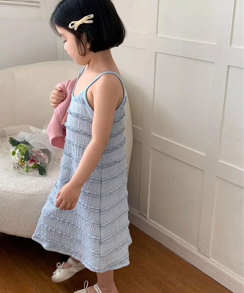 Bambin（ボンバン）の「【 Bambin / ボンバン 】 ミニフリル キャミワンピース（ワンピース・キッズ・ライトブルー/ホワイト・130/120/110/100）」の2枚目の写真