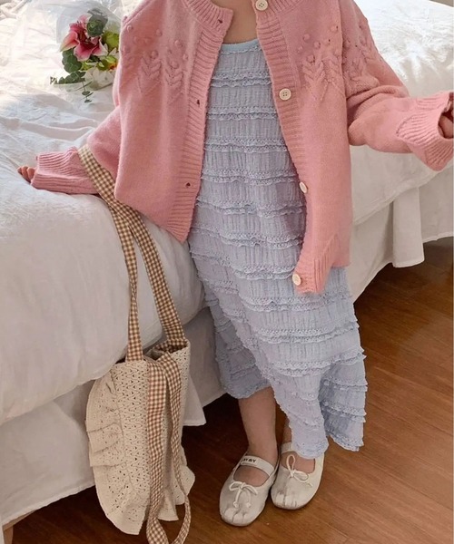 Bambin（ボンバン）の「【 Bambin / ボンバン 】 ミニフリル キャミワンピース（ワンピース・キッズ・ライトブルー/ホワイト・130/120/110/100）」の22枚目の写真