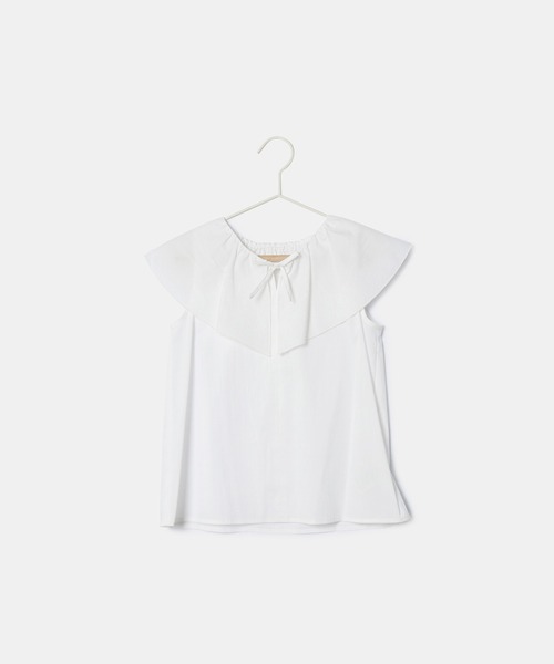 ROPE' PICNIC(ロペピクニック)の「【KIDS】リボンディティールラッフルカラーブラウス/リンクコーデ(シャツ/ブラウス・キッズ・サックスブルー/オフホワイト・110/120/130/140/150)」の7枚目の写真