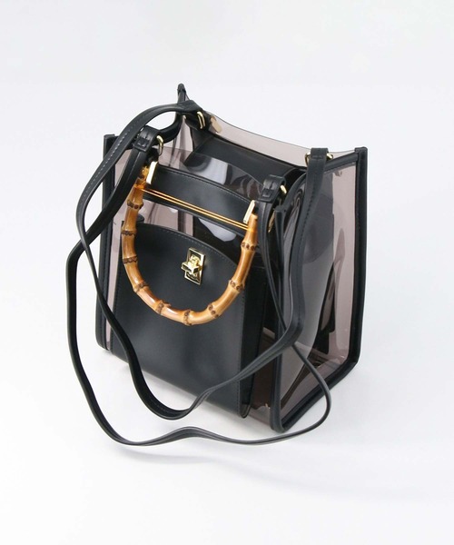 Gready Brilliant（グレディブリリアン）の「バンブーＰＶＣバッグ（ハンドバッグ・レディース・ブラック/オフホワイト・FREE）」の13枚目の写真
