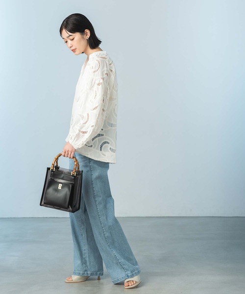 Gready Brilliant（グレディブリリアン）の「バンブーＰＶＣバッグ（ハンドバッグ・レディース・ブラック/オフホワイト・FREE）」の9枚目の写真