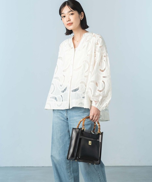 Gready Brilliant（グレディブリリアン）の「バンブーＰＶＣバッグ（ハンドバッグ・レディース・ブラック/オフホワイト・FREE）」の10枚目の写真