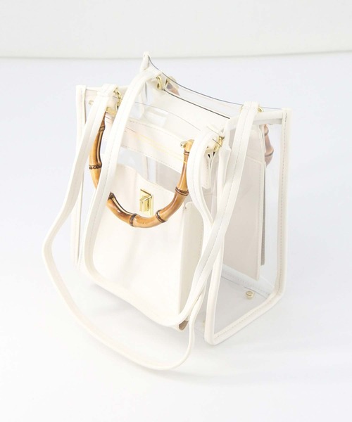 Gready Brilliant（グレディブリリアン）の「バンブーＰＶＣバッグ（ハンドバッグ・レディース・ブラック/オフホワイト・FREE）」の12枚目の写真