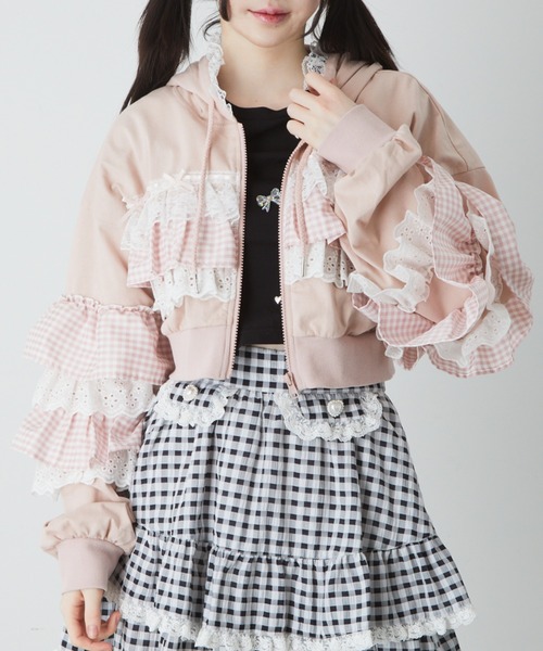 Ank Rouge（アンクルージュ）の「フリルパーカー（パーカー・レディース・ブラック/ホワイト/ピンク/ブルー・M）」の4枚目の写真