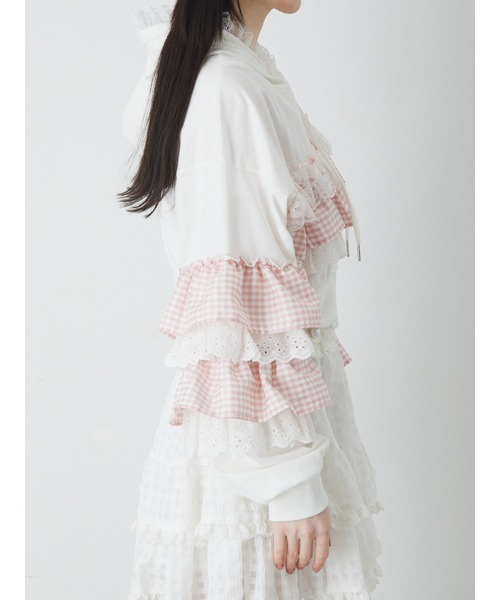 Ank Rouge（アンクルージュ）の「フリルパーカー（パーカー・レディース・ブラック/ホワイト/ピンク/ブルー・M）」の5枚目の写真