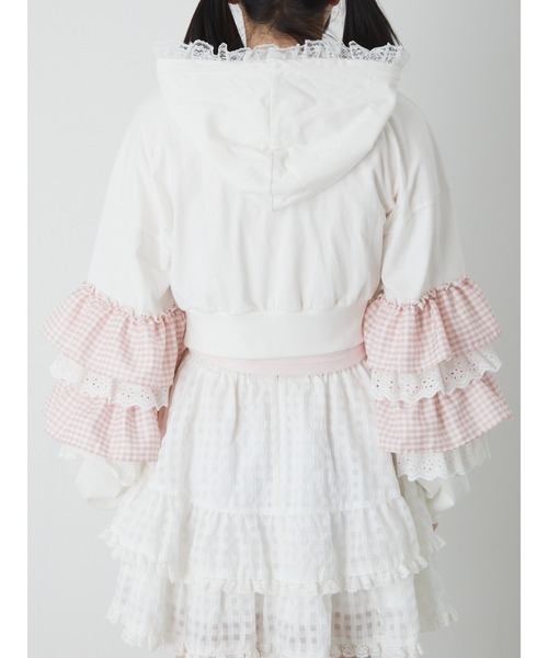 Ank Rouge（アンクルージュ）の「フリルパーカー（パーカー・レディース・ブラック/ホワイト/ピンク/ブルー・M）」の6枚目の写真