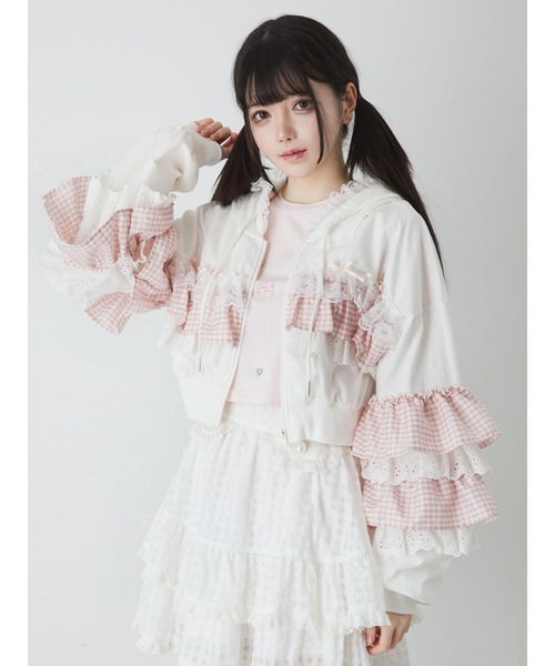 Ank Rouge（アンクルージュ）の「フリルパーカー（パーカー・レディース・ブラック/ホワイト/ピンク/ブルー・M）」の14枚目の写真