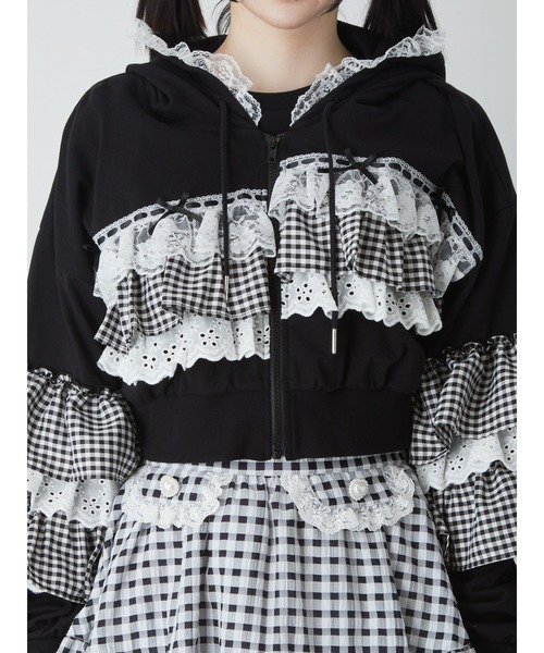 Ank Rouge（アンクルージュ）の「フリルパーカー（パーカー・レディース・ブラック/ホワイト/ピンク/ブルー・M）」の9枚目の写真