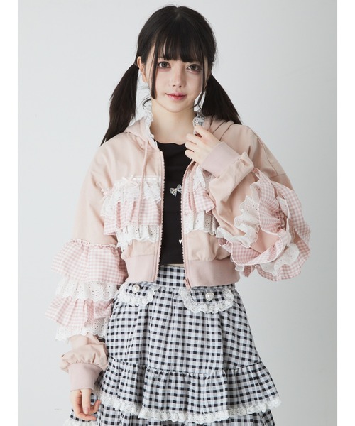 Ank Rouge（アンクルージュ）の「フリルパーカー（パーカー・レディース・ブラック/ホワイト/ピンク/ブルー・M）」の15枚目の写真