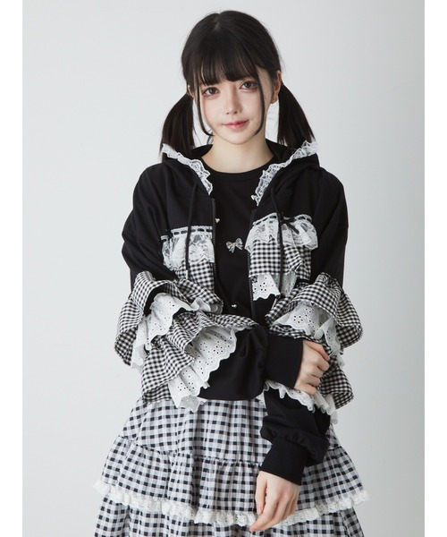 Ank Rouge（アンクルージュ）の「フリルパーカー（パーカー・レディース・ブラック/ホワイト/ピンク/ブルー・M）」の12枚目の写真