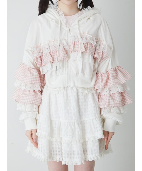 Ank Rouge（アンクルージュ）の「フリルパーカー（パーカー・レディース・ブラック/ホワイト/ピンク/ブルー・M）」の21枚目の写真