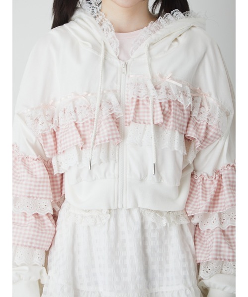 Ank Rouge（アンクルージュ）の「フリルパーカー（パーカー・レディース・ブラック/ホワイト/ピンク/ブルー・M）」の7枚目の写真