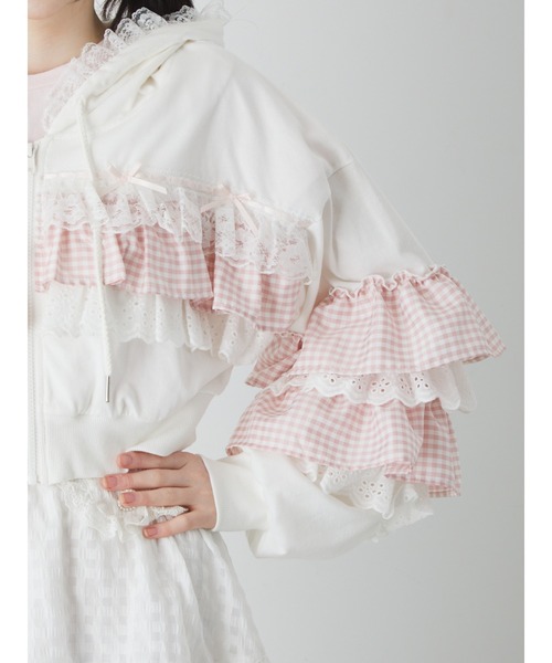 Ank Rouge（アンクルージュ）の「フリルパーカー（パーカー・レディース・ブラック/ホワイト/ピンク/ブルー・M）」の8枚目の写真