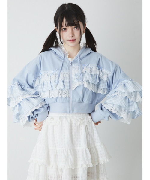 Ank Rouge（アンクルージュ）の「フリルパーカー（パーカー・レディース・ブラック/ホワイト/ピンク/ブルー・M）」の17枚目の写真