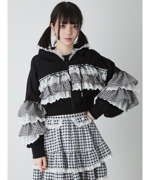 Ank Rouge（アンクルージュ）の「フリルパーカー（パーカー・レディース・ブラック/ホワイト/ピンク/ブルー・M）」の18枚目の写真