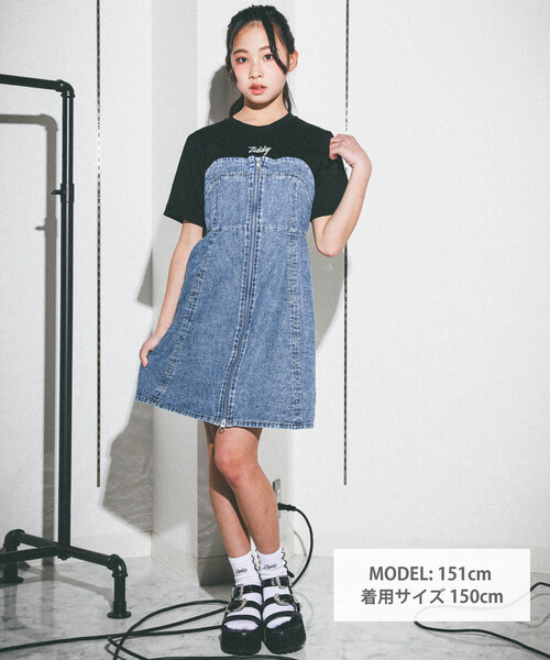 ZIDDY（ジディ）の「ダブルジップドッキングワンピース(130~160cm)（ワンピース・キッズ・ネイビー/ブラック・FREE/130cm/140cm/150cm）」の3枚目の写真