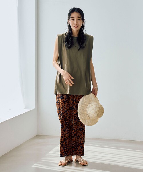 coen（コーエン）の「バイカラーボタニカルプリントテーパードパンツ（その他パンツ・レディース・ネイビー/オレンジ系その他/ナチュラル・L/M）」の22枚目の写真