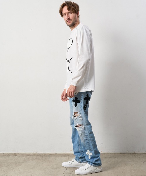 STUD MUFFIN(スタッドマフィン)の「mlt4733-5.6ozコットン天竺 4モチーフ発泡プリントLS Tシャツ(Tシャツ/カットソー・メンズ・ホワイト/チャコールグレー/ブラック・4/3/2)」の14枚目の写真