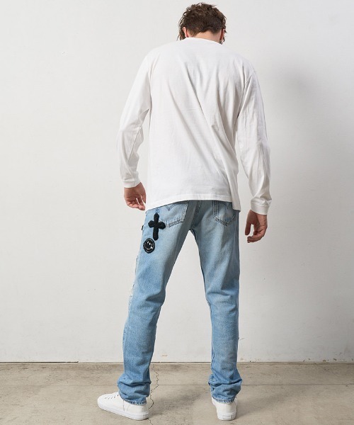 STUD MUFFIN(スタッドマフィン)の「mlt4733-5.6ozコットン天竺 4モチーフ発泡プリントLS Tシャツ(Tシャツ/カットソー・メンズ・ホワイト/チャコールグレー/ブラック・4/3/2)」の15枚目の写真