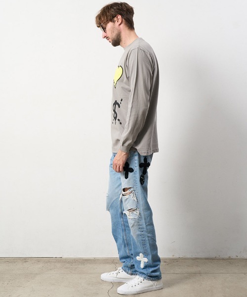 STUD MUFFIN(スタッドマフィン)の「mlt4733-5.6ozコットン天竺 4モチーフ発泡プリントLS Tシャツ(Tシャツ/カットソー・メンズ・ホワイト/チャコールグレー/ブラック・4/3/2)」の18枚目の写真