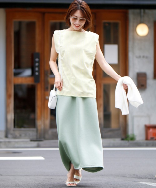 Ehre style（エーレスタイル）の「旅行や長時間移動に◎疲れない旅楽セット（半袖Ver.）スカートセットアップ（セットアップ・レディース・カーキ/ライトベージュ/チャコールグレー/ミント/ブルー系・FREE）」の6枚目の写真