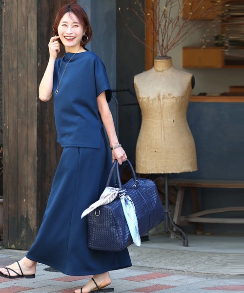 Ehre style（エーレスタイル）の「旅行や長時間移動に◎疲れない旅楽セット（半袖Ver.）スカートセットアップ（セットアップ・レディース・カーキ/ライトベージュ/チャコールグレー/ミント/ブルー系・FREE）」の16枚目の写真