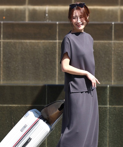 Ehre style（エーレスタイル）の「旅行や長時間移動に◎疲れない旅楽セット（半袖Ver.）スカートセットアップ（セットアップ・レディース・カーキ/ライトベージュ/チャコールグレー/ミント/ブルー系・FREE）」の14枚目の写真