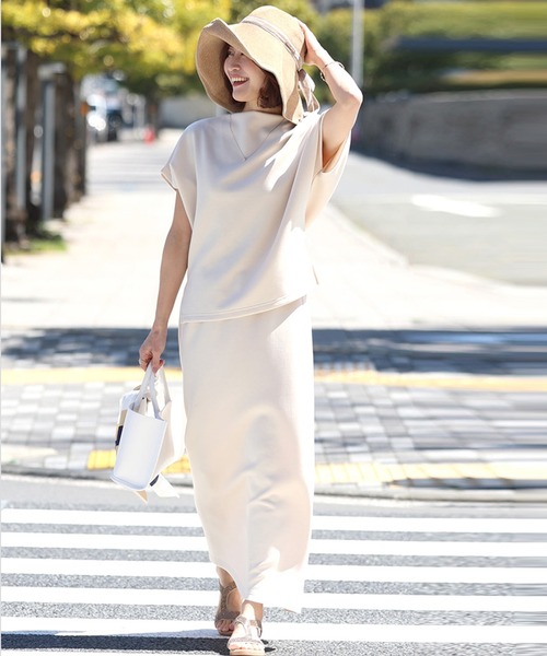 Ehre style（エーレスタイル）の「旅行や長時間移動に◎疲れない旅楽セット（半袖Ver.）スカートセットアップ（セットアップ・レディース・カーキ/ライトベージュ/チャコールグレー/ミント/ブルー系・FREE）」の13枚目の写真