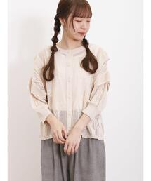 Samansa Mos2 | 綿麻透かし編み前後2WAYニットカーディガン(カーディガン/ボレロ)