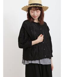 Samansa Mos2 | 綿麻透かし編み前後2WAYニットカーディガン(カーディガン/ボレロ)