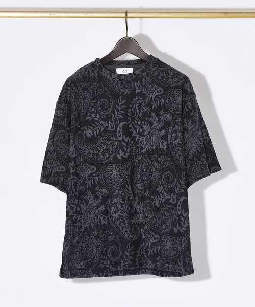 AH ABAHOUSE(エーエイチアバハウス)の「【AH ABAHOUSE】パイル ジャガード Tシャツ(Tシャツ/カットソー・メンズ・ブラック/グレイッシュベージュ・48/46)」の10枚目の写真