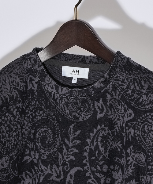 AH ABAHOUSE(エーエイチアバハウス)の「【AH ABAHOUSE】パイル ジャガード Tシャツ(Tシャツ/カットソー・メンズ・ブラック/グレイッシュベージュ・48/46)」の8枚目の写真