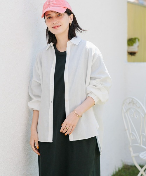 studio CLIP（スタディオクリップ）の「【玄長直子さんコラボ】ノンアイロンヒンヤリシャツ（シャツ/ブラウス・レディース・オフホワイト/その他2/その他1/ブルー・FREE）」の2枚目の写真