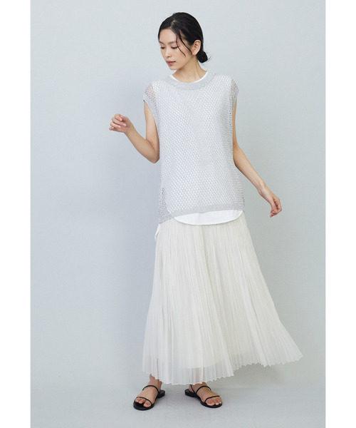 美品✨プルミエアロンディスモン　オーガンジー手絞りプリーツスカート　アイボリー 1er Arrondissement（プルミエアロンディスモン）の